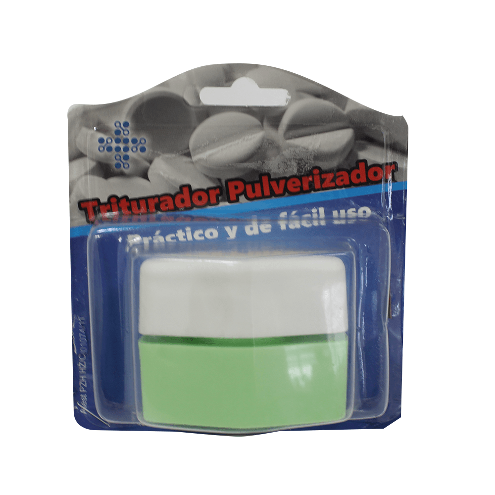 Triturador de pastillas, Con contenedor, Azul y transparente