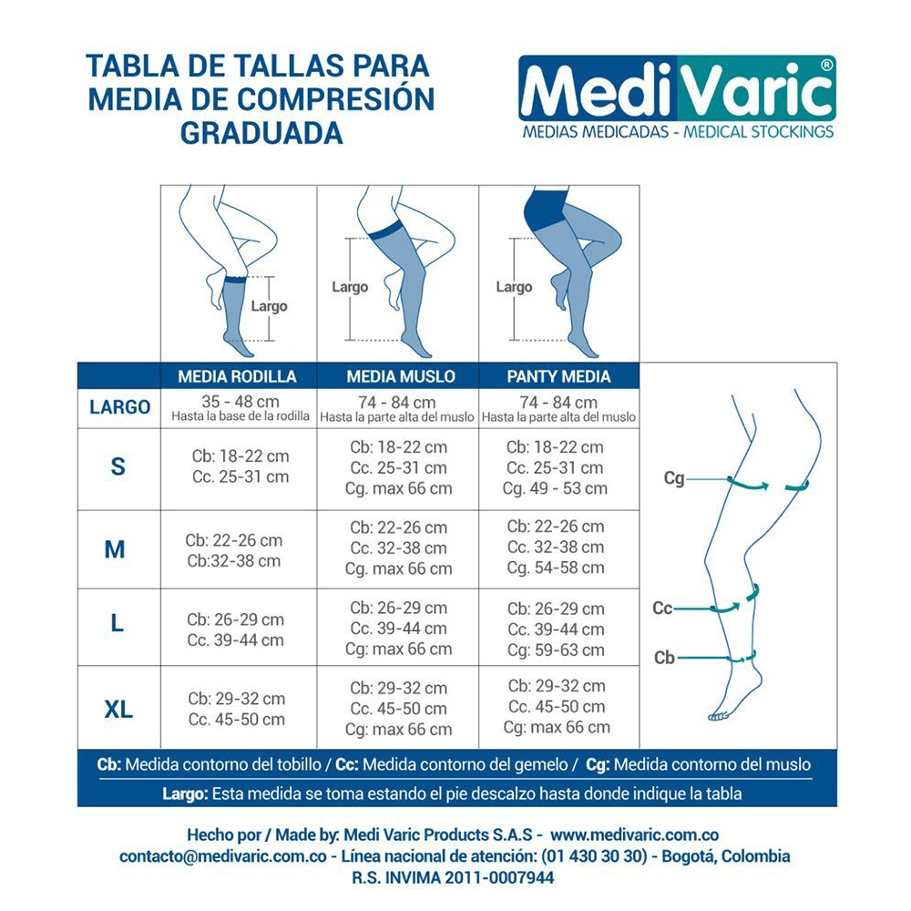 Medias de Compresión Mediana 15-20mmHg - Muslo - Medivaric México