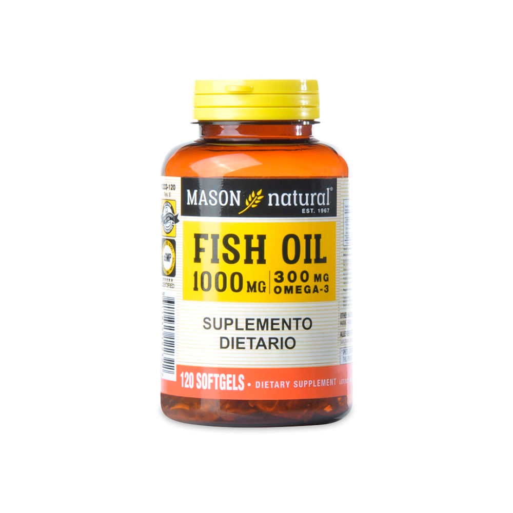 Omega 3 Fish Oil Mason Natural 1000mg Frasco X 120 Capsulas