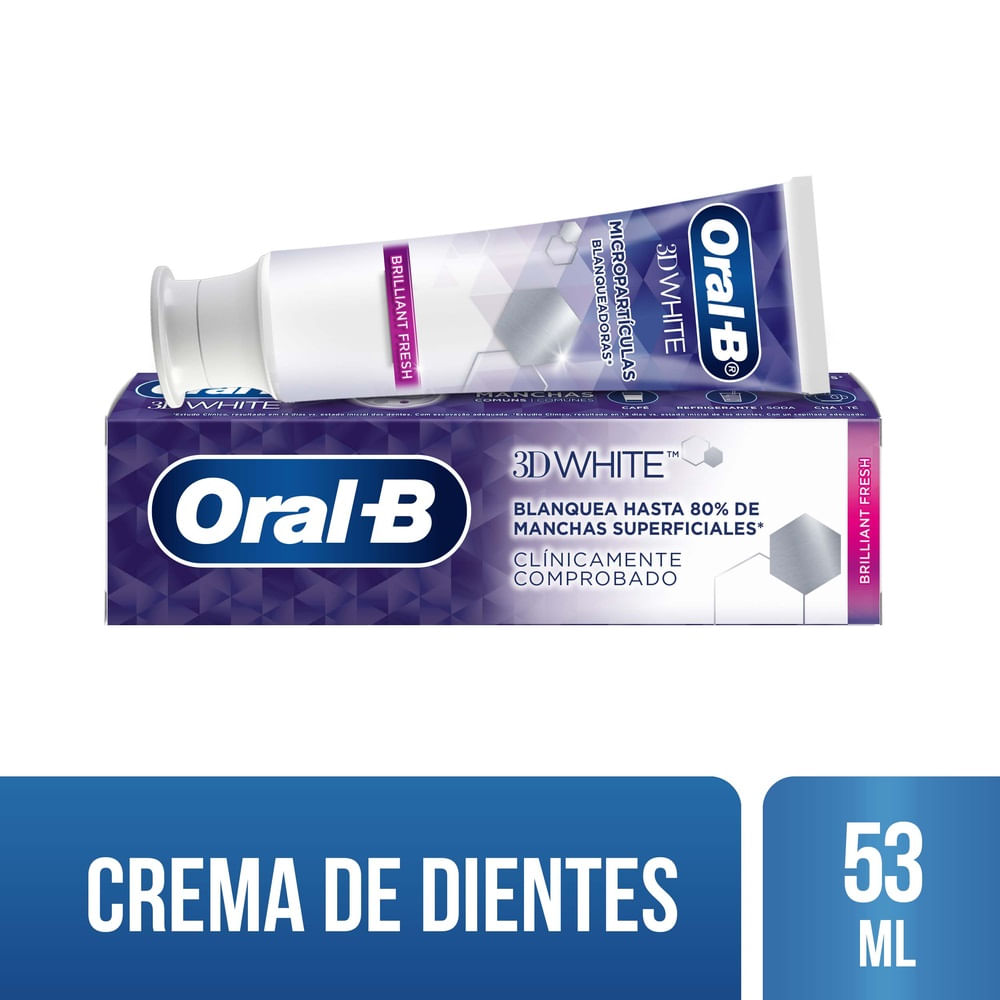Broma Uva lavanda Crema Dental Oral-B 3D White Brilliant Fresh X 53ml - Locatel Colombia