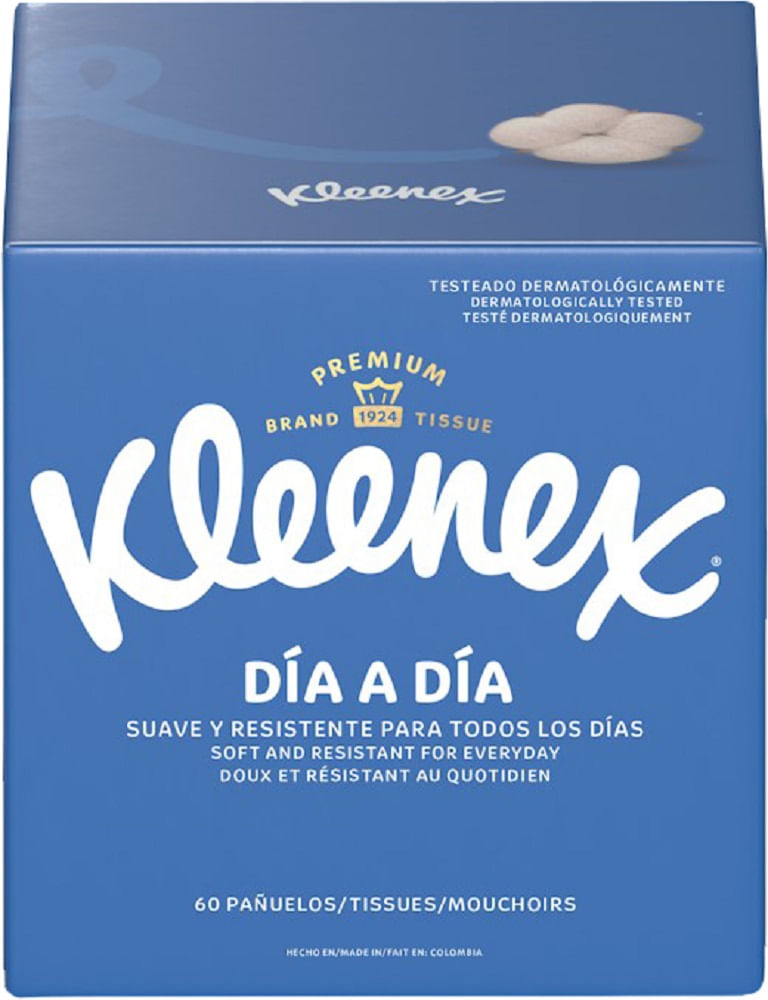 Pañuelo Facial Kleenex en Cubo de 60 Uni